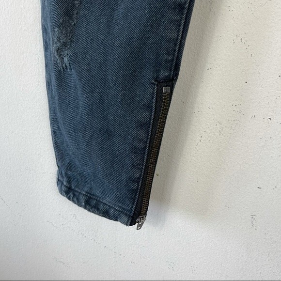 One Teaspoon Trashed Freebirds Jeans Fox Black Ripped Low Rise Distressed Y2K 24 - Picture 13 of 16